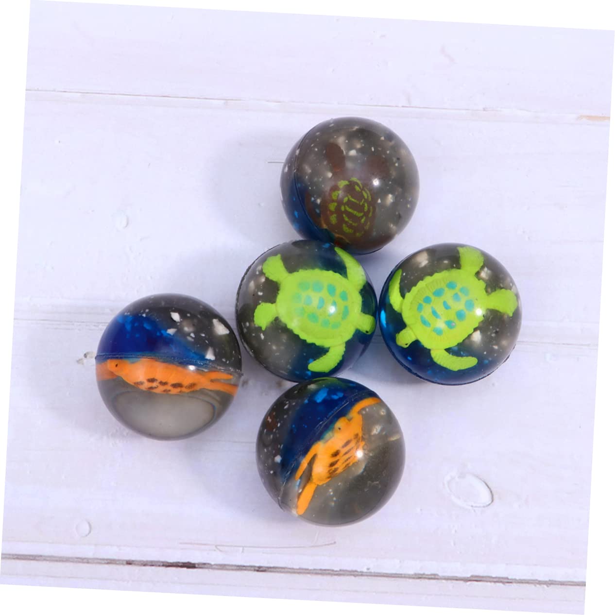 JOINPAYA 5Pcs Transparent Sea Turtle Bouncy Ball Rubber Jumping for Cognitive Learning Fun Activity for Boys