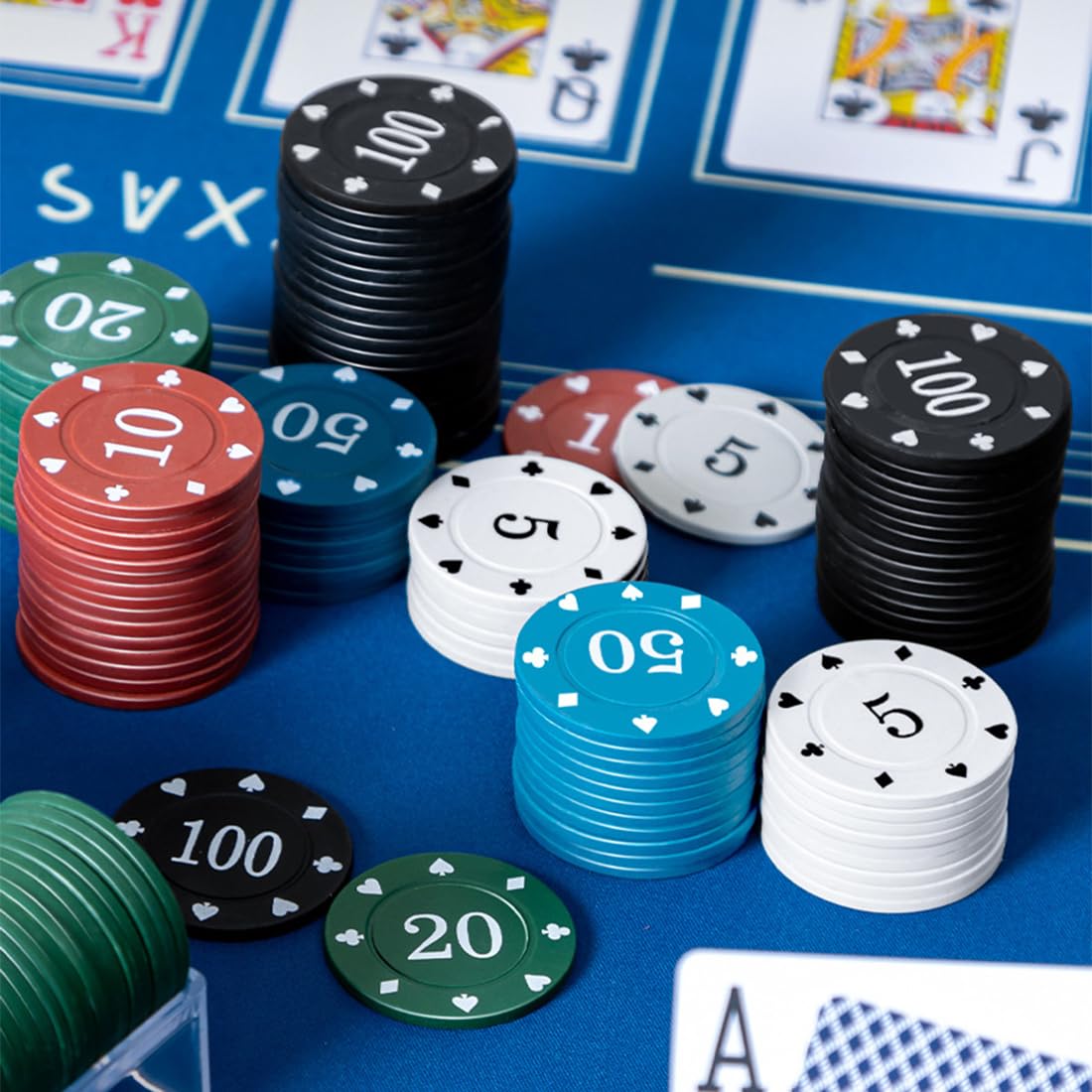 WeddHuis 100PCS Fiches da Poker, Set da Poker, 5 Colori