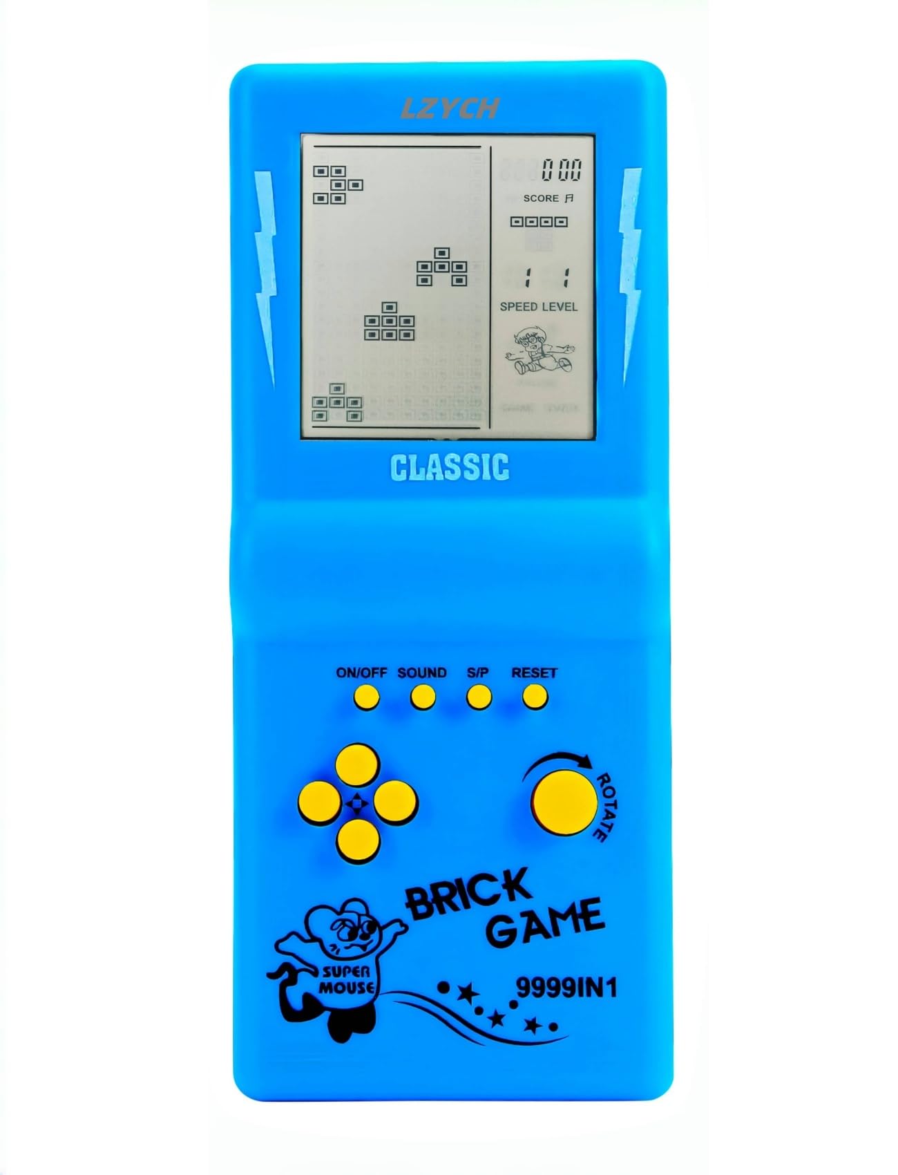 LZYCH Brick Game Console Classic Nostalgia Built-in 23 Retro Game Blocks/Racing/Tank battle Adjustable Difficulty/Speed 2 AA Batteries Powered Kids/Students Birthday Puzzle Toy (Blue)
