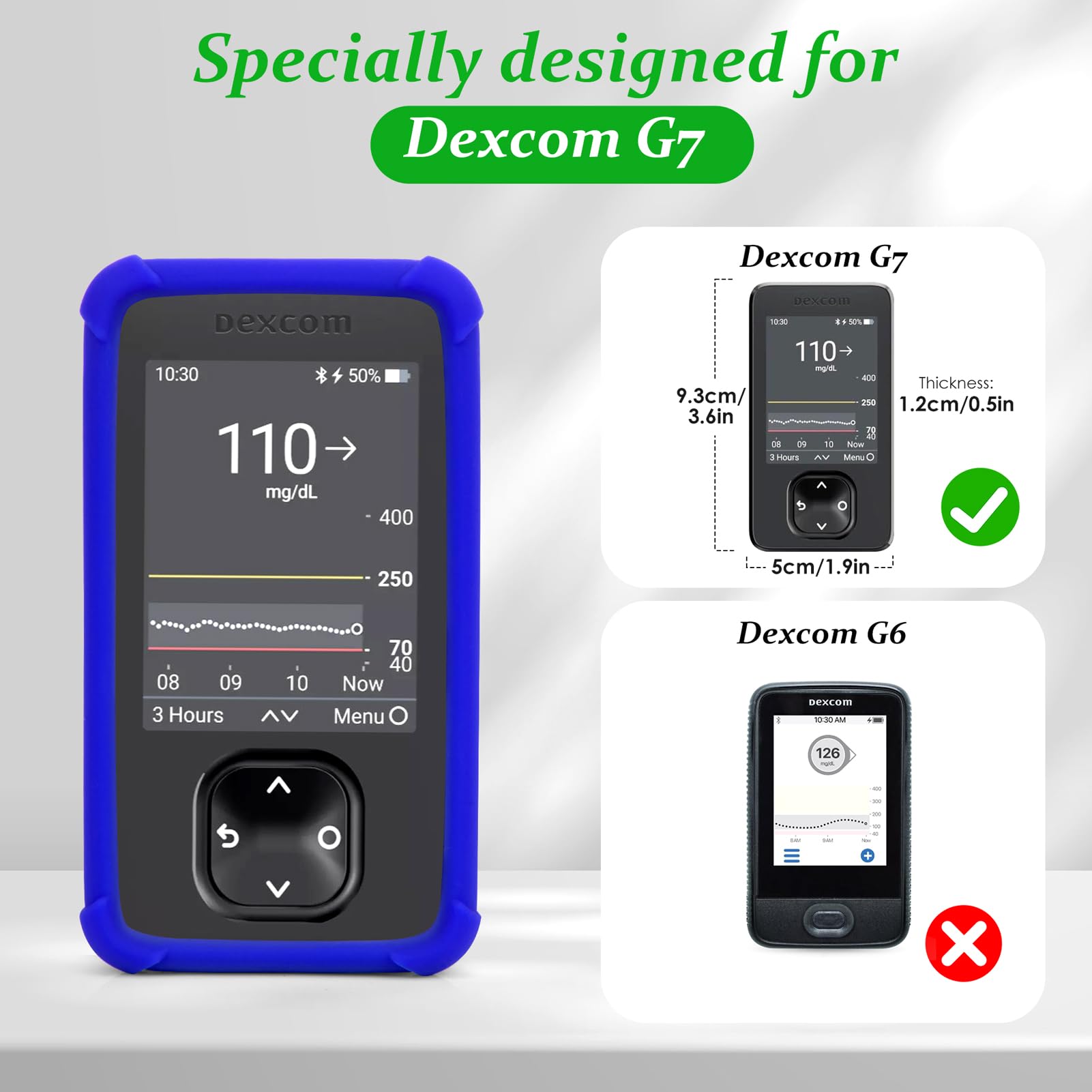 Dexcom G7 Receiver Cover Silicone - Shockproof Receiver Case Anti-slip Anti-drop Dexcom G7 Silicone Case by YOUSHARES(Blue) - Image 4