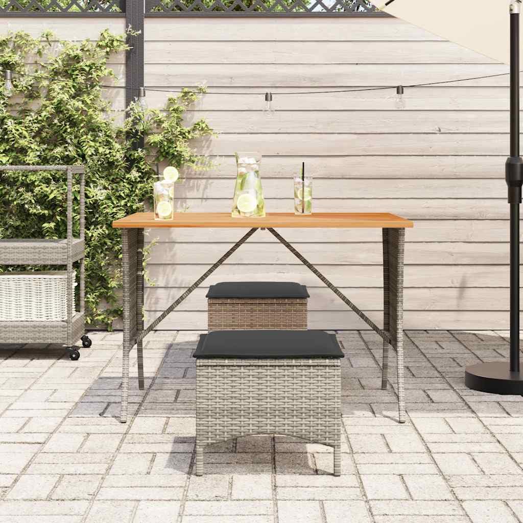 SYDE Stół ogrodowy z drewna akacjowego rattanowego PE szary 105 x 75 x 72 cm