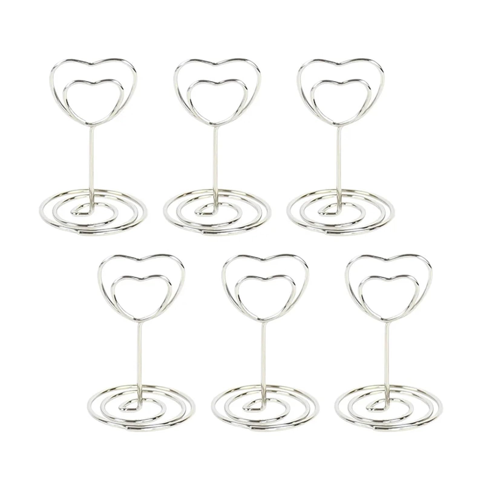 QMDSNFB Table Number Holders 10pcs Heart Shape Metal Card Holders Stand Photo Number Name Clip Wedding Decoration Table Holder Place Card Memo Message Clips(Silver-Heart)