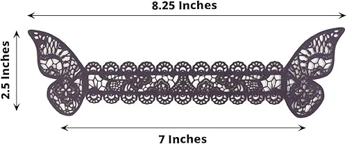 Miniatura 3 de Efavormart - Paquete de 12 servilleteros de papel con diseño de mariposa de corte láser, lazos para silla, soportes para servilletas