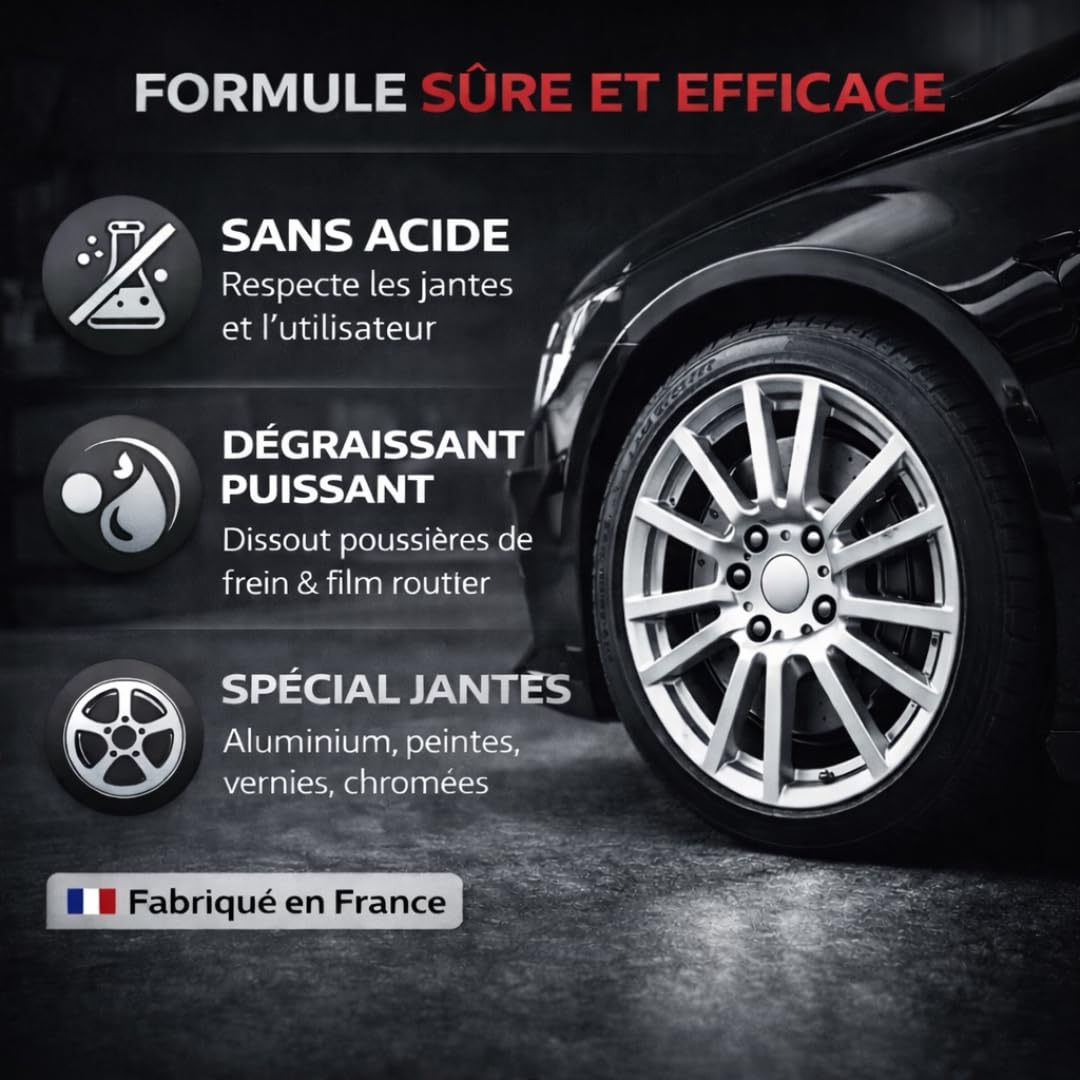Tech'N'Fast Nettoyant Jantes Voiture, Puissant Contre poussière de Freins et saletés, Formule sans Acide, Compatible Jantes Aluminium, Acier et chromées - 5L