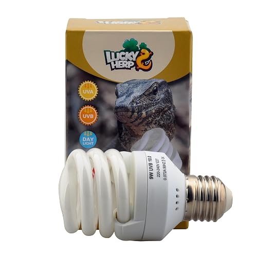 LUCKY HERP Reptile 10.0 UVB fluorescente desierto terrario lámpara mini bombilla, rosca de tornillo, 9 W