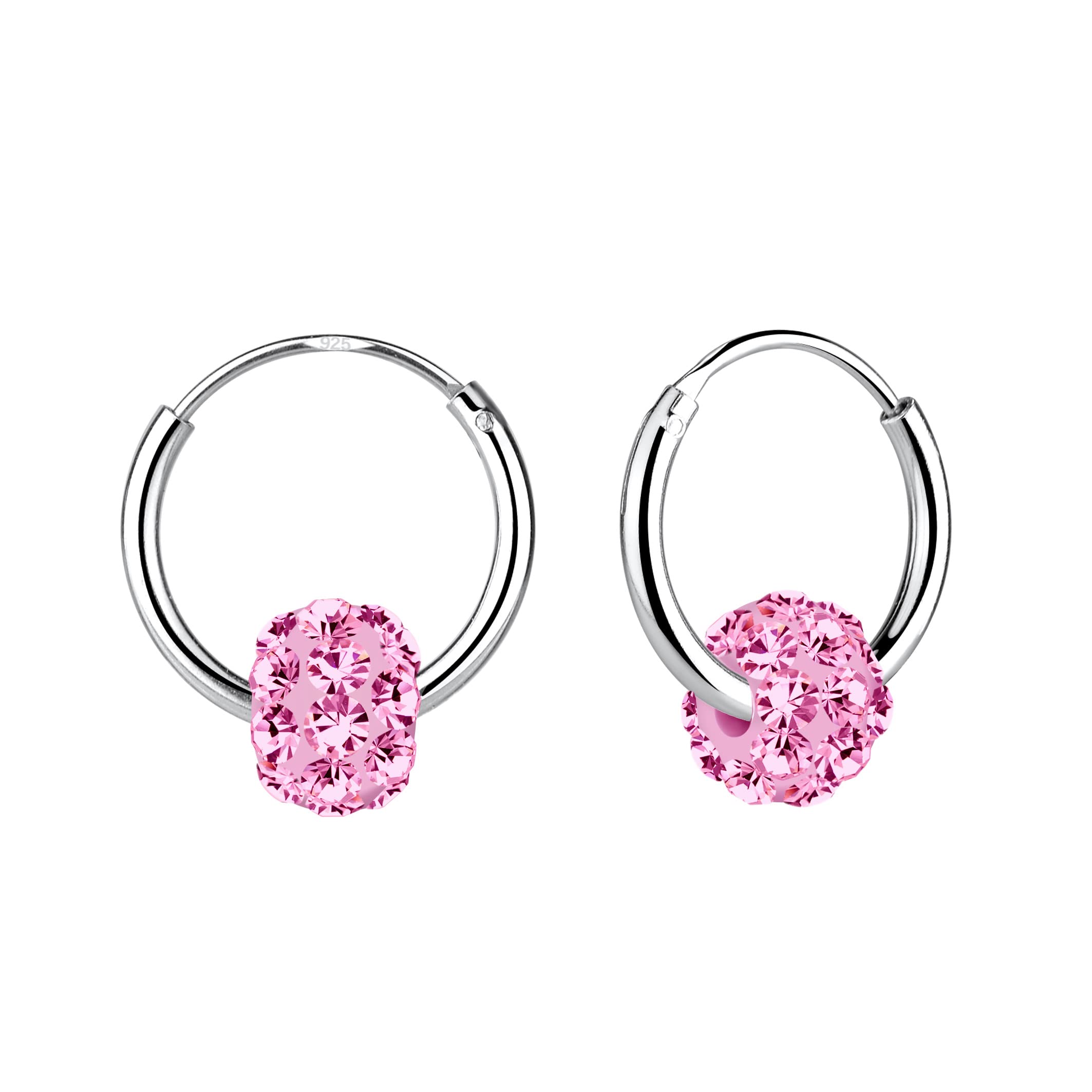 Aww So Cute925 Sterling Silver Hypoallergenic Crystal Ball Charm Hoop Earrings for Babies, Kids & Girls | Diwali Gift | Comes in a Gift Box | 925 Stamped with Certificate of Authenticity | ER1698