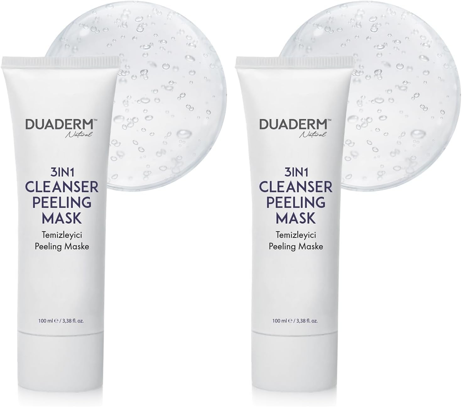 Duaderm 3'ü 1 Arada Cilt Temizleyici Peeling Maske, Gözenek Sıkılaştırıcı, 100 ml (2 paketi)