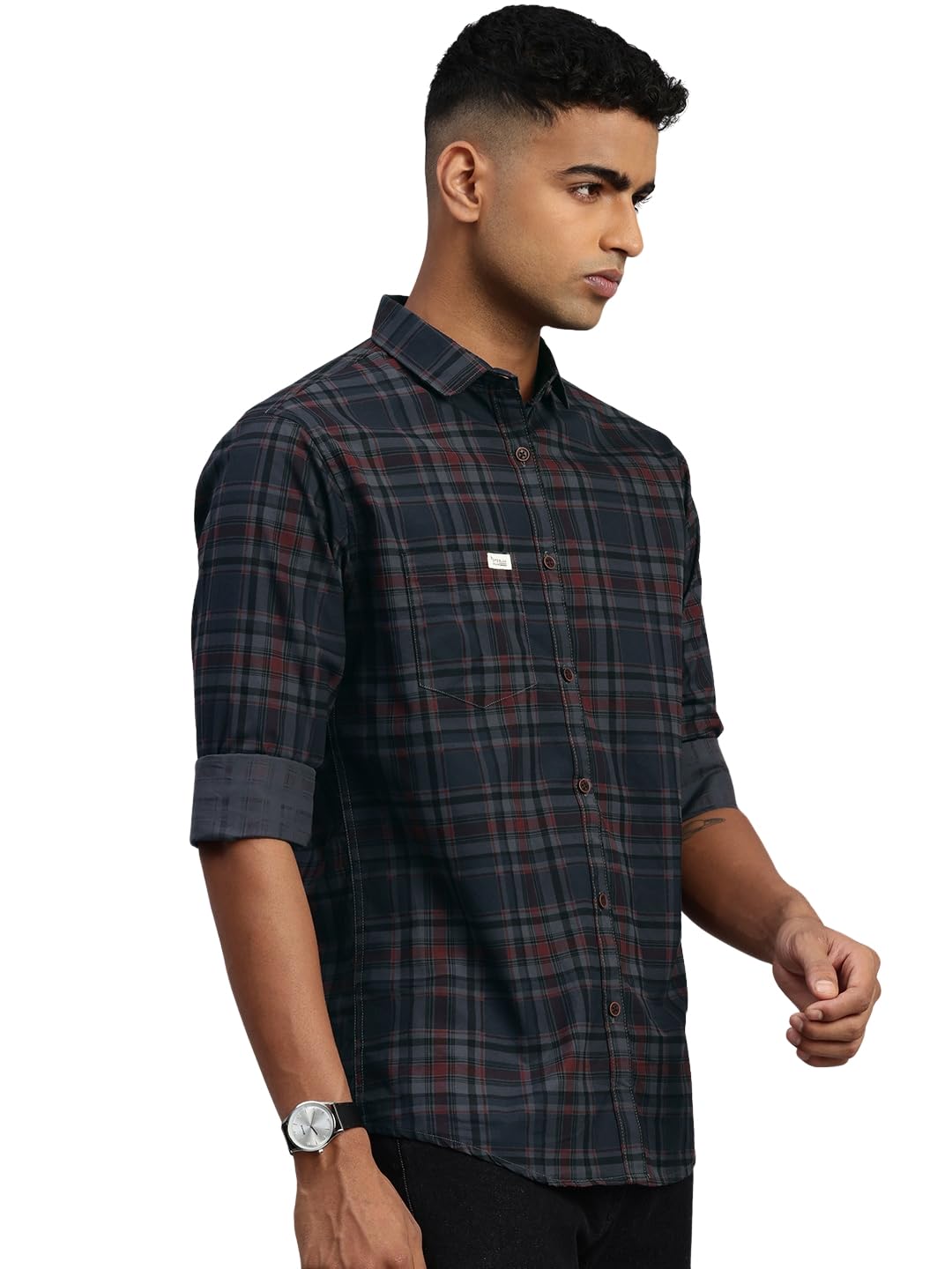 Men Comfort Slim Fit Opaque Checked Pure Cotton Casual Shirt