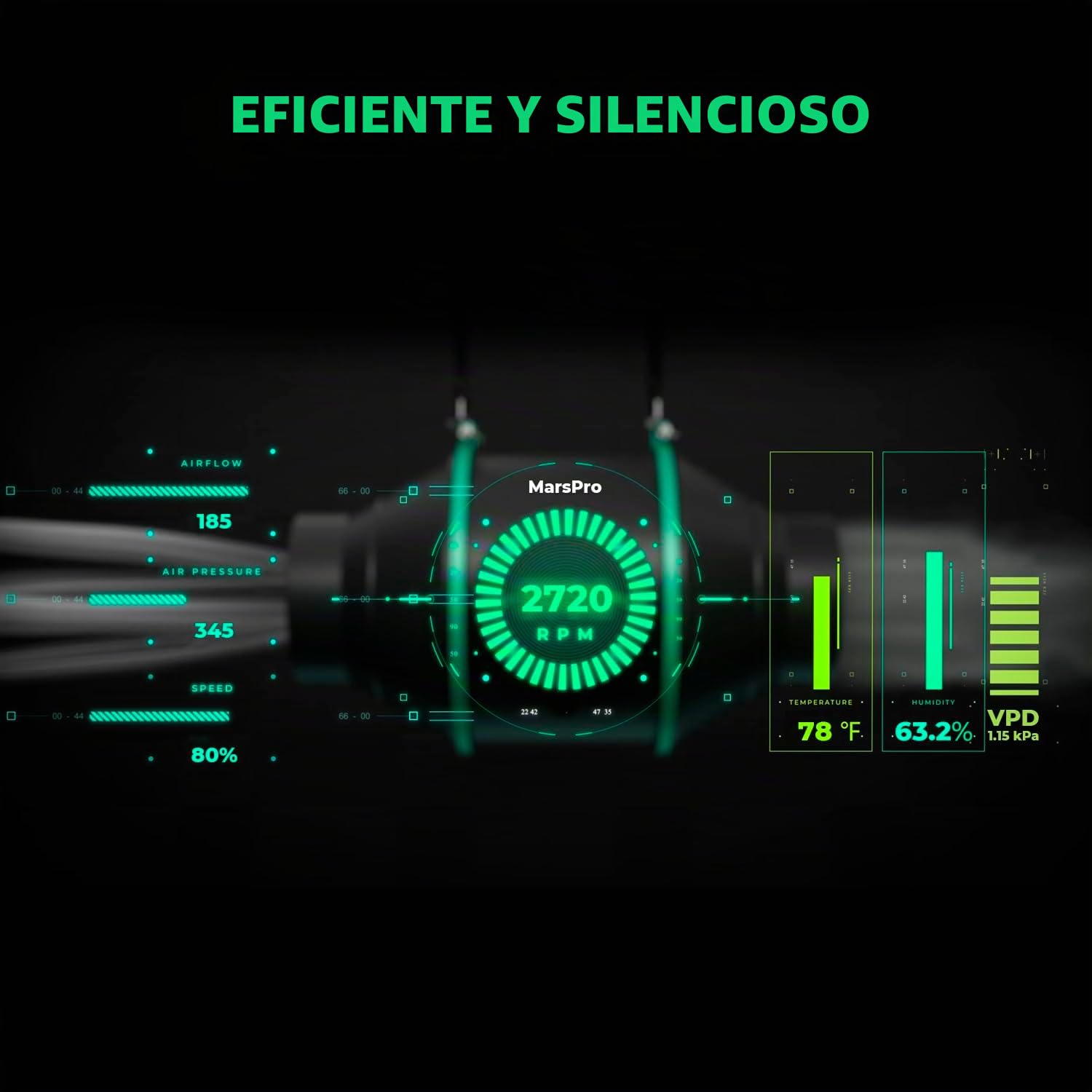 MARS HYDRO iFresh - Ventilador axial de 6 pulgadas, combinado, regulador de velocidad, filtro de carbono y ductura, control APP mediante iConnect, sistema de refrigeración y ventilación para Grow Tent