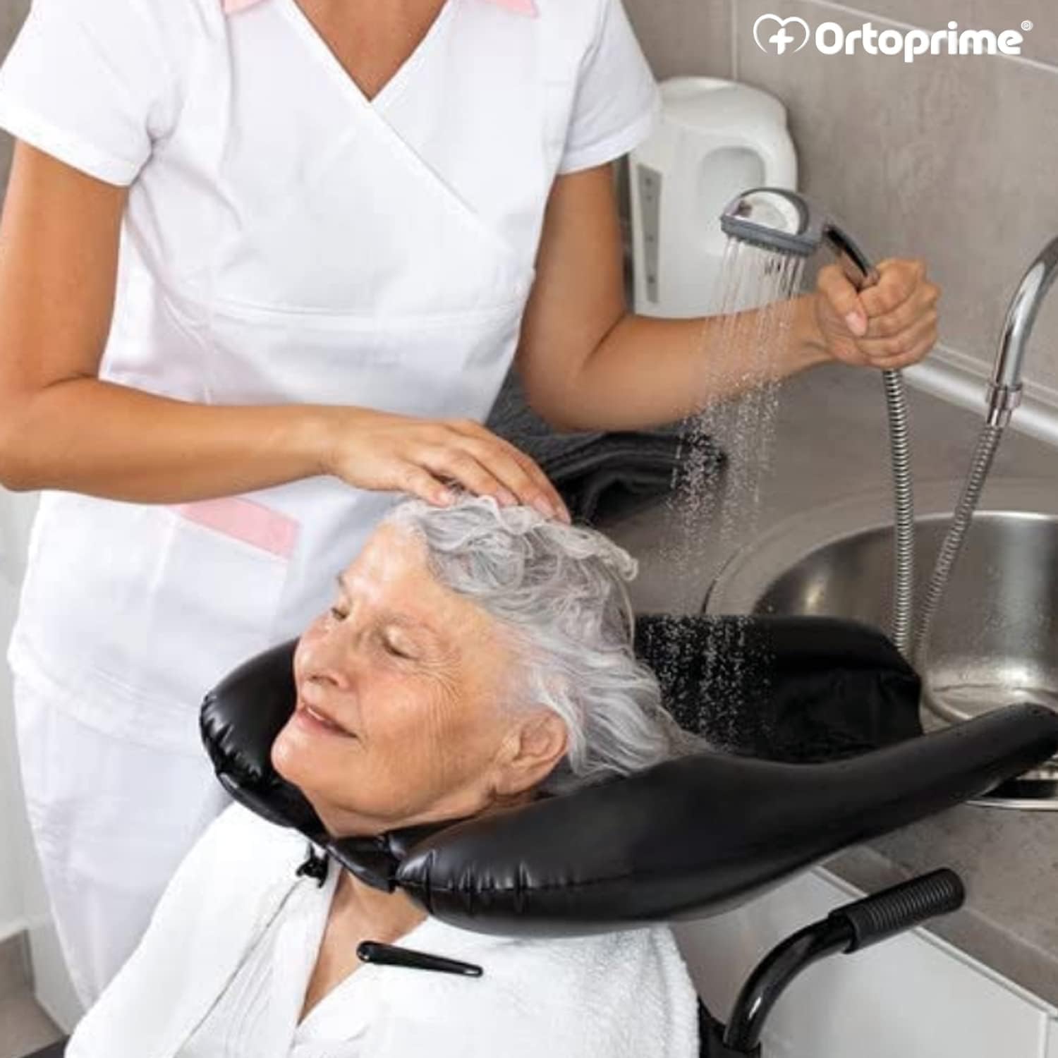 OrtoPrime mobiles Haarwaschbecken aufblasbar Zuhause - Aufblasbares Haarwaschbecken Bett - Aufblasbares Waschbecken zum Haarewaschen - Haarwaschwanne aufblasbar Erwachsene und Kinder - Friseur + Heim