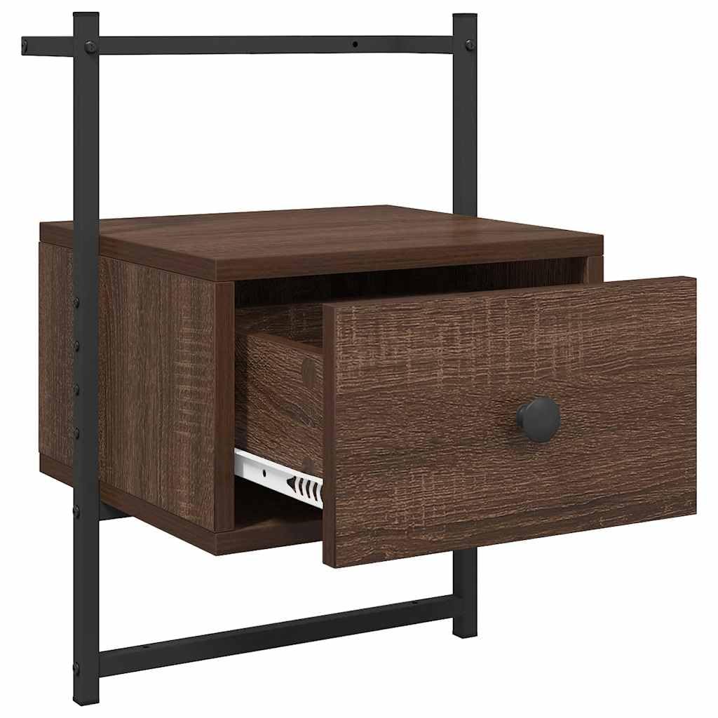 Comodino da parete sospeso, effetto rovere, 35 x 30 x 51 cm | Consolle da parete salvaspazio per camera da letto con pratico cassetto e superficie facile da pulire.