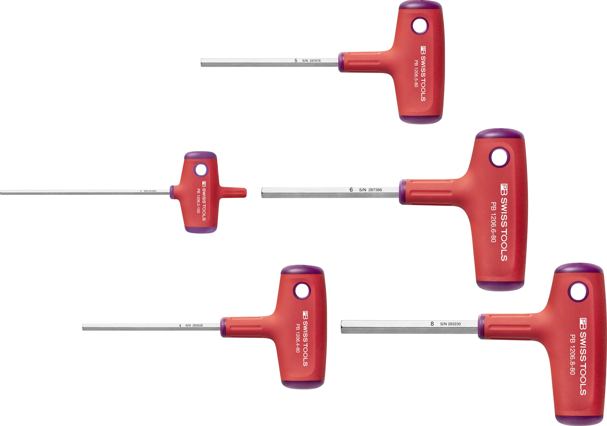 Wkrętaki imbusowe 3-10 mm z rękojeścią poprzeczną PB Swiss Tools, zestaw 6-częściowy