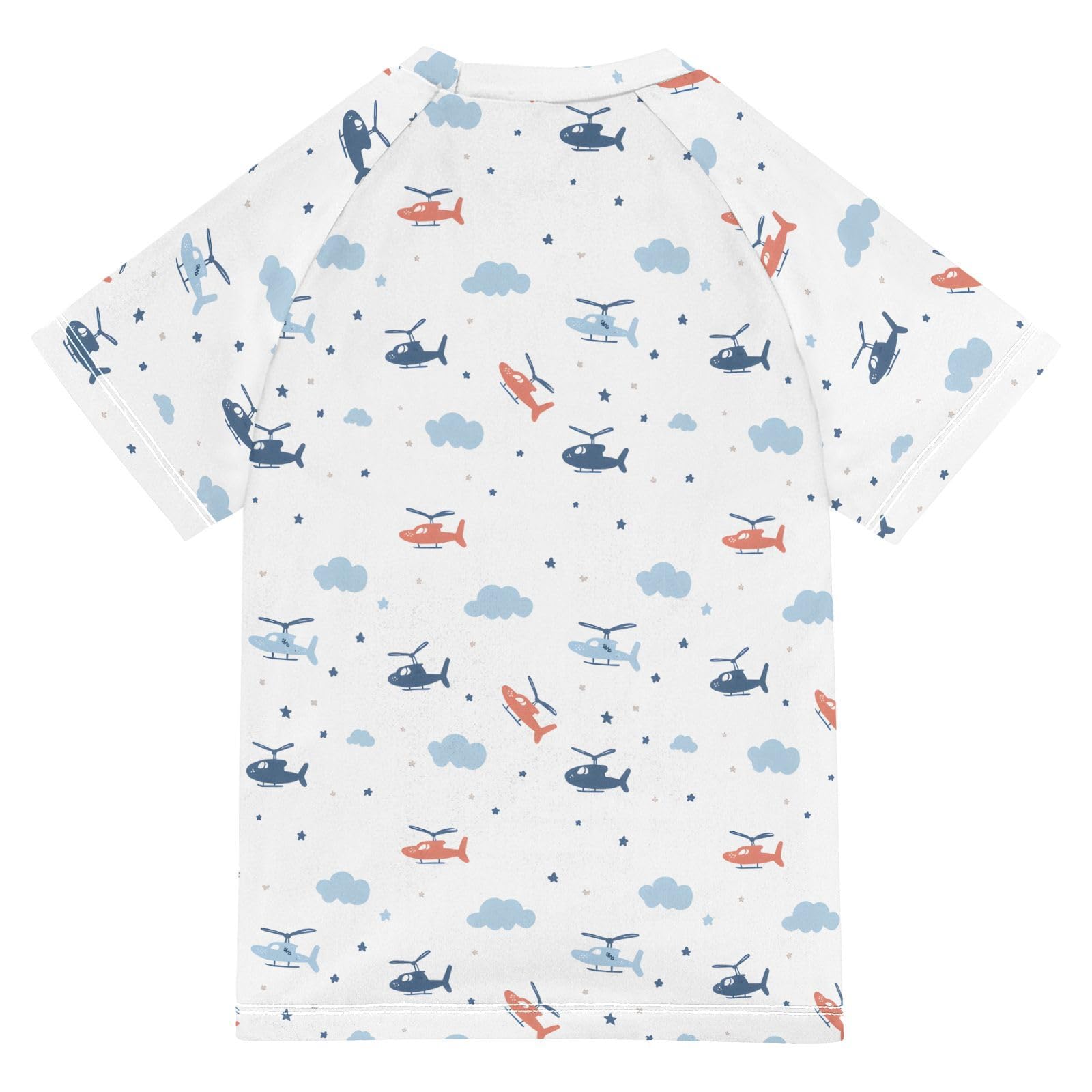 Boys Rash Guard Short Sleeve Swim Shirts for Boys Airplay Print Sun Protection 7-8T