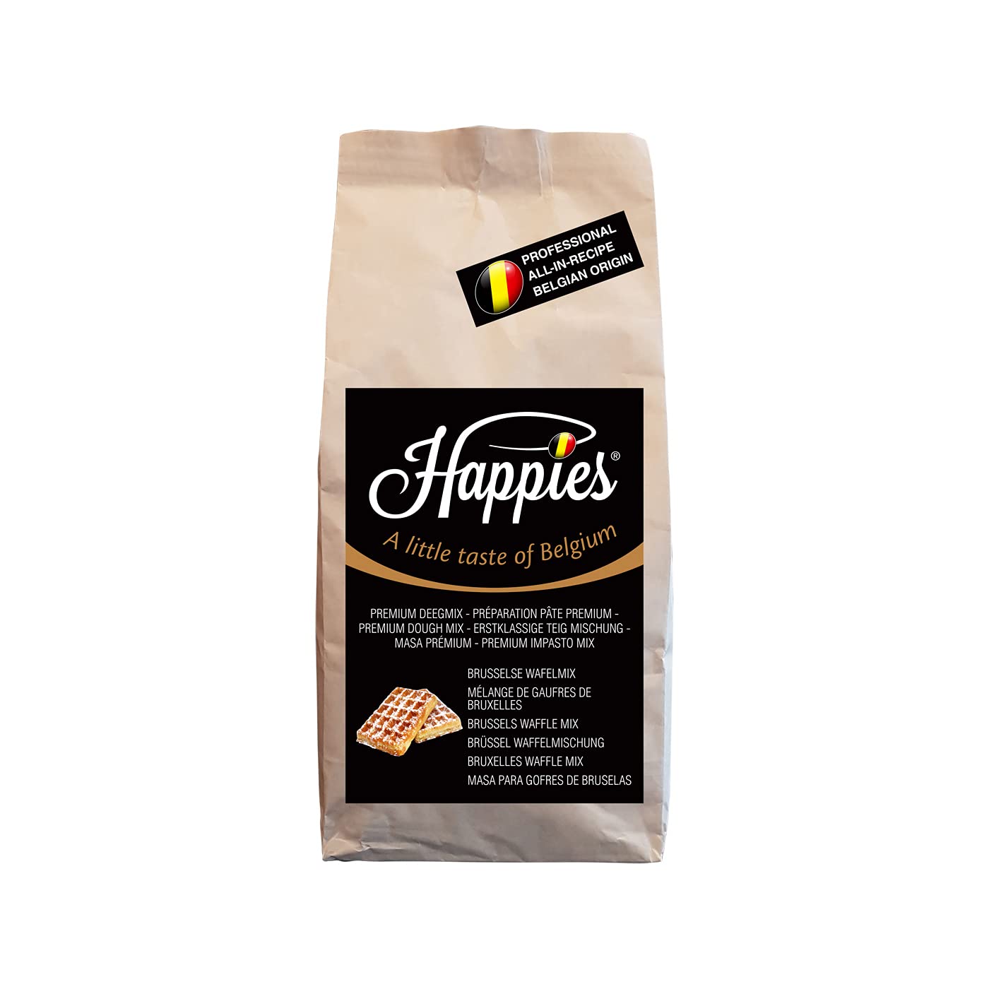Happies mix et pâte alimentaire - Mélange pour préparation de gaufres de Bruxelles à partir de la reccette traditionnelle (2.5)