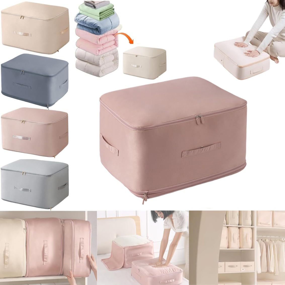 Selbstkomprimierender Organizer 2 Stück – Wasserdicht, 54x40x30 Cm, Für Decken, Kleidung, Bettwäsche