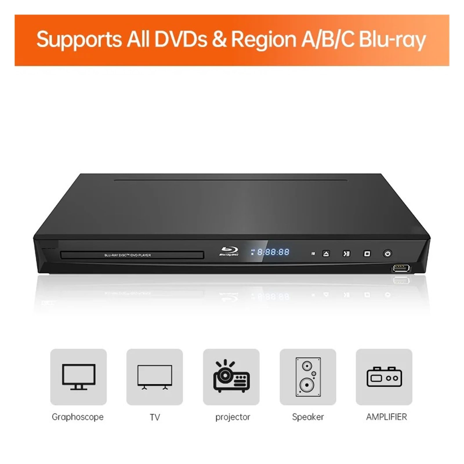 Lettore Blu Ray G3005 Lettore 3D Portatile 5.1 Canali Supporta la decodifica 1080P HD Area Completa Veloce e conveniente