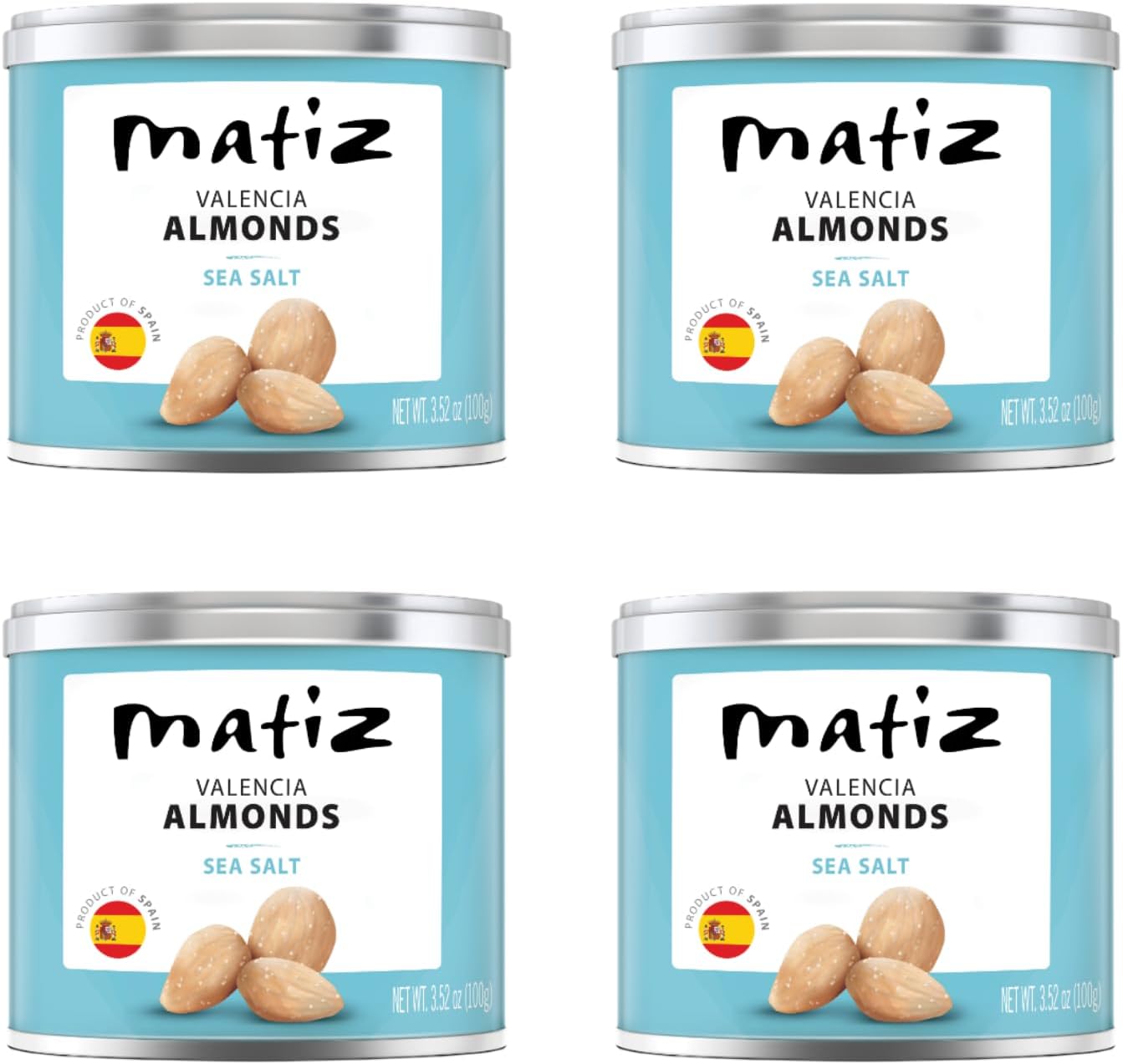 Matiz Valenica Almonds with Sea Salt | Spanish | Natural | Artisanal | 4 x 400g | (4 Pack - 400g, Valencia Sea Salt)