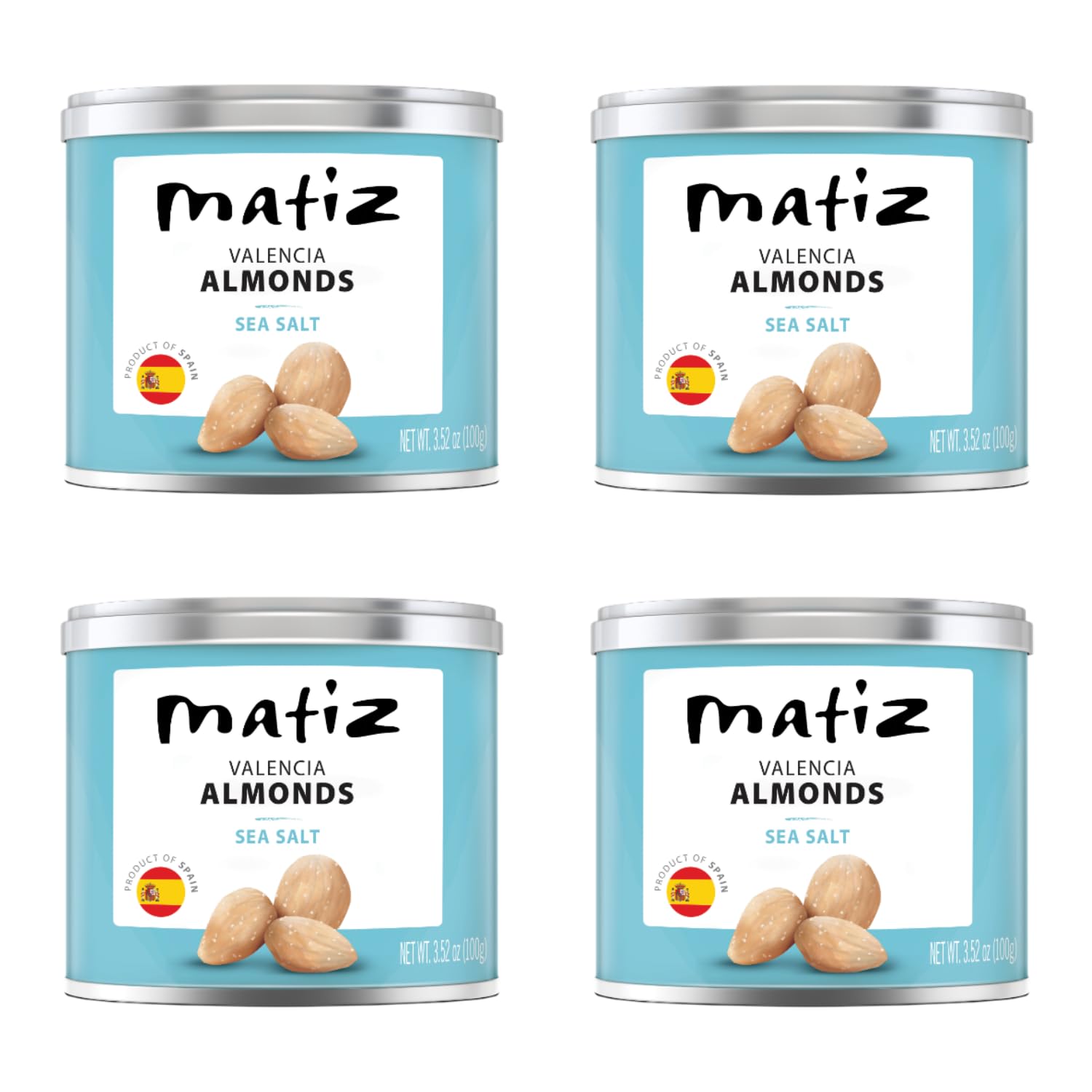 Matiz Valenica Almonds with Sea Salt | Spanish | Natural | Artisanal | 4 x 400g | (4 Pack - 400g, Valencia Sea Salt)