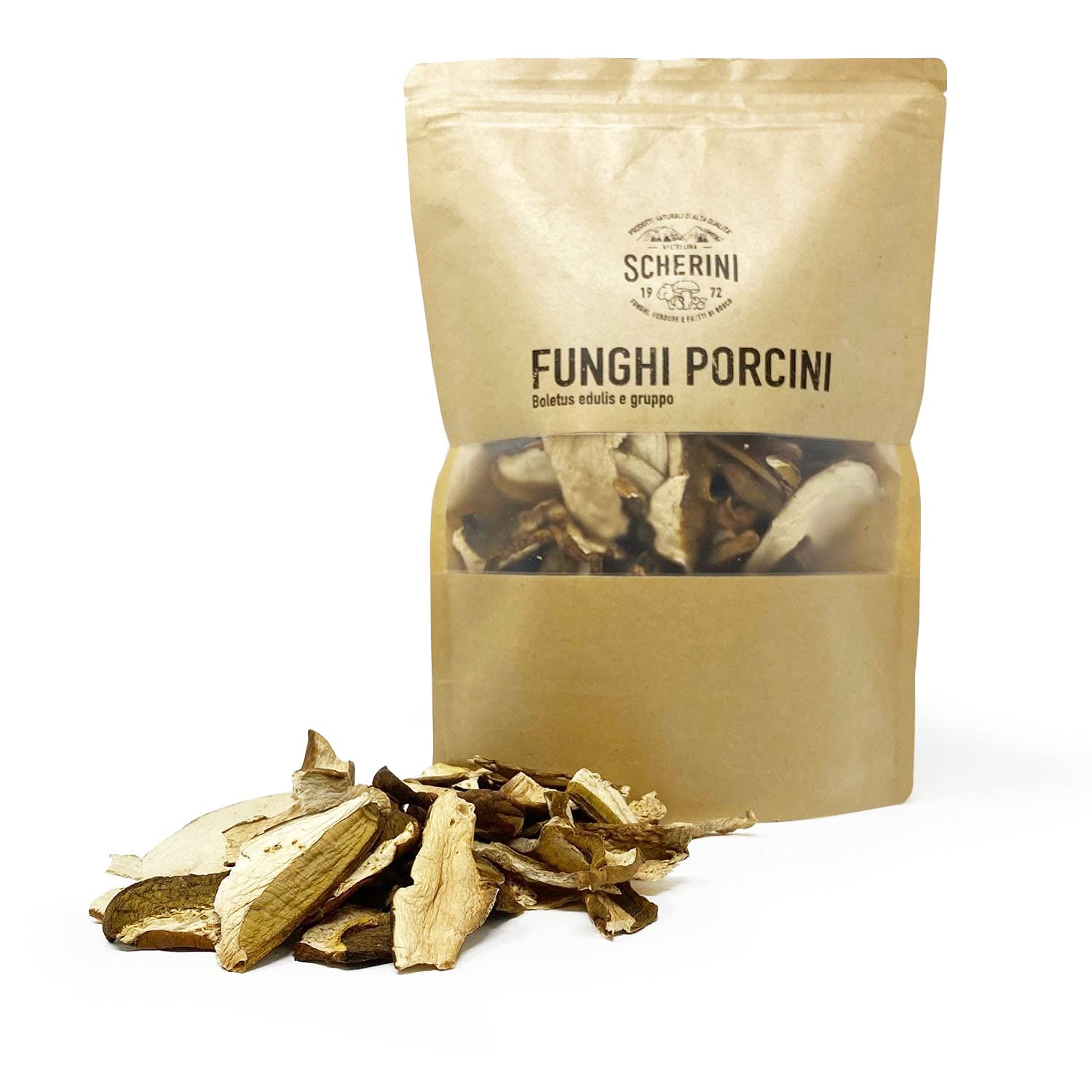 Scherini Valtellina - scatola funghi Porcini secchi COMMERCIALI (100g x 12)