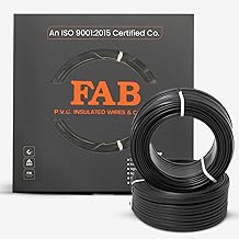 FAB P.V.C. INSULATED WIRES & CABLES | 1.5mm | 90m | FR PVC Insulated CCA Copper Wire | Single Core Multi-Strand House Wiring Cable | Gauge (10 No.) | Black