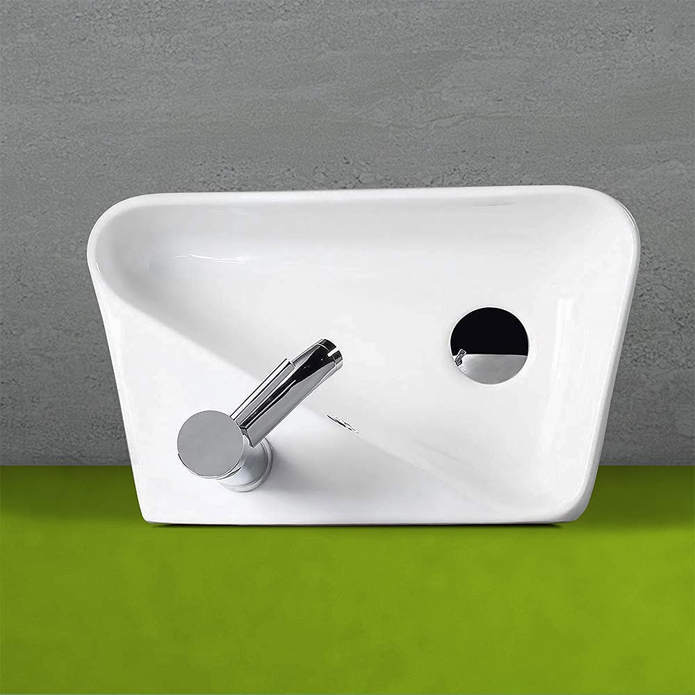 Inbagno Lavabo sospeso in Ceramica Salvaspazio, 45x27.5xh.15 cm, Colore Bianco Lucido (Vasca a SX)
