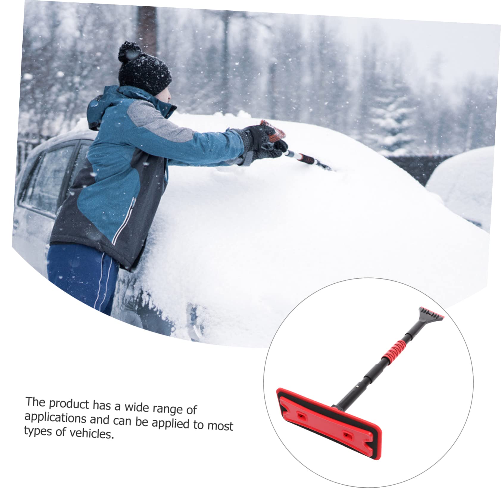 PLAFOPE 1ensemble Grattoir à Neige Télescopique pour Pare-Brise De Voiture Raclette Amovible avec Poignée Outil De Nettoyage Hiver La Glace Neige