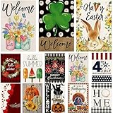 Garden Flags 12x18 Double Sided, Set of 12 Yard Flags for Outside Seasonal Garden Flag Outdoor Holiday Farmhouse Decorations Flags for All Seasons(Seasonal)