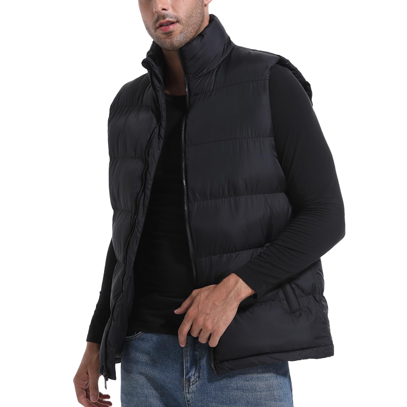 Zukela Men's Quilted Puffer Vest Midweight Water-Resistant Warm Big and Tall Classic Outerwear M to 3XL