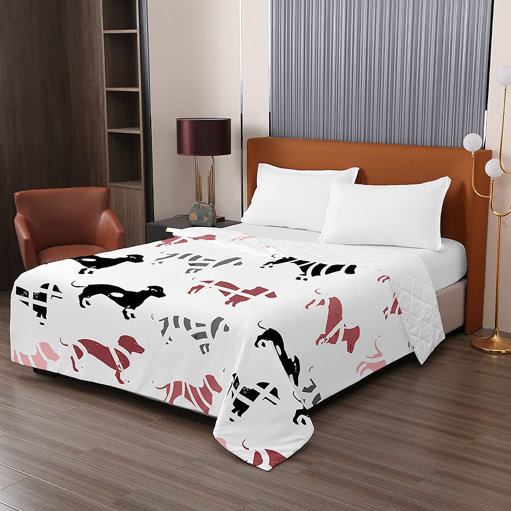 Colcha de verano para cama individual y matrimonio con estampado de perro tejonero 180x220cm