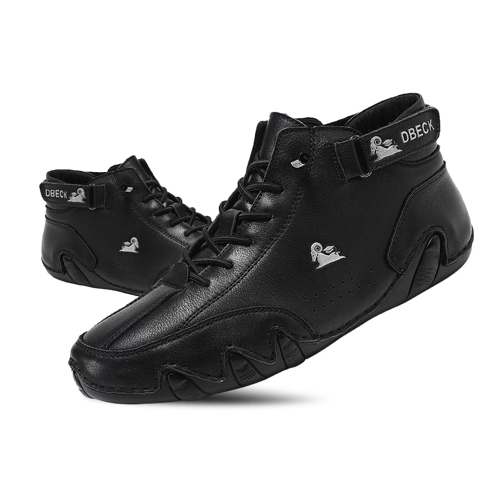 JishinGal Men's Explorer Waterproof Outdoor Casual Shoes for Hiking Lightweight Suede High Top Chukka Boots Non-Slip Breathable Italian Handmade