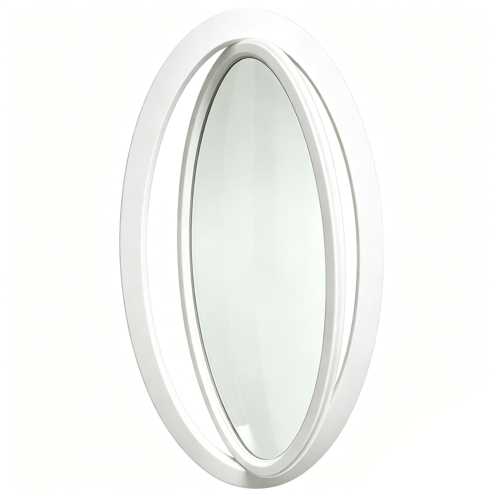 360° Rotating Oval Porthole Window, Glass Window, 360° Rotating Sliding, for Bathroom Kitchen Office(White,100x60cm/39x24in)