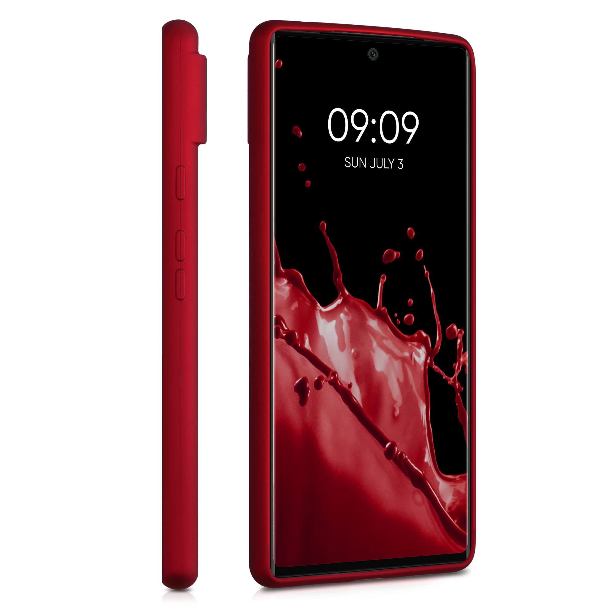 kwmobile Case for Google Pixel 6 Case - Soft Slim Metallic TPU Silicone Cover - Metallic Dark Red - Image 4