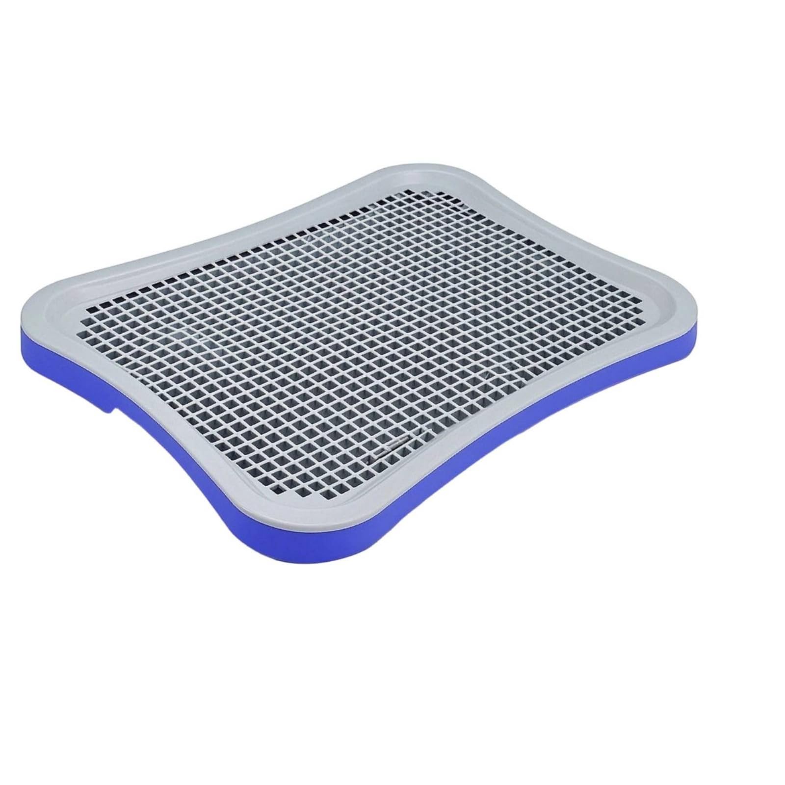 Baoblaze Plateau Toilette pour Chiens Plateau Bac Tapis Grille Surélevée pour Drainage Rapide Base Stable en PP Panneau Arrière Retenant Les Projections Adapté, Bleu, Grand