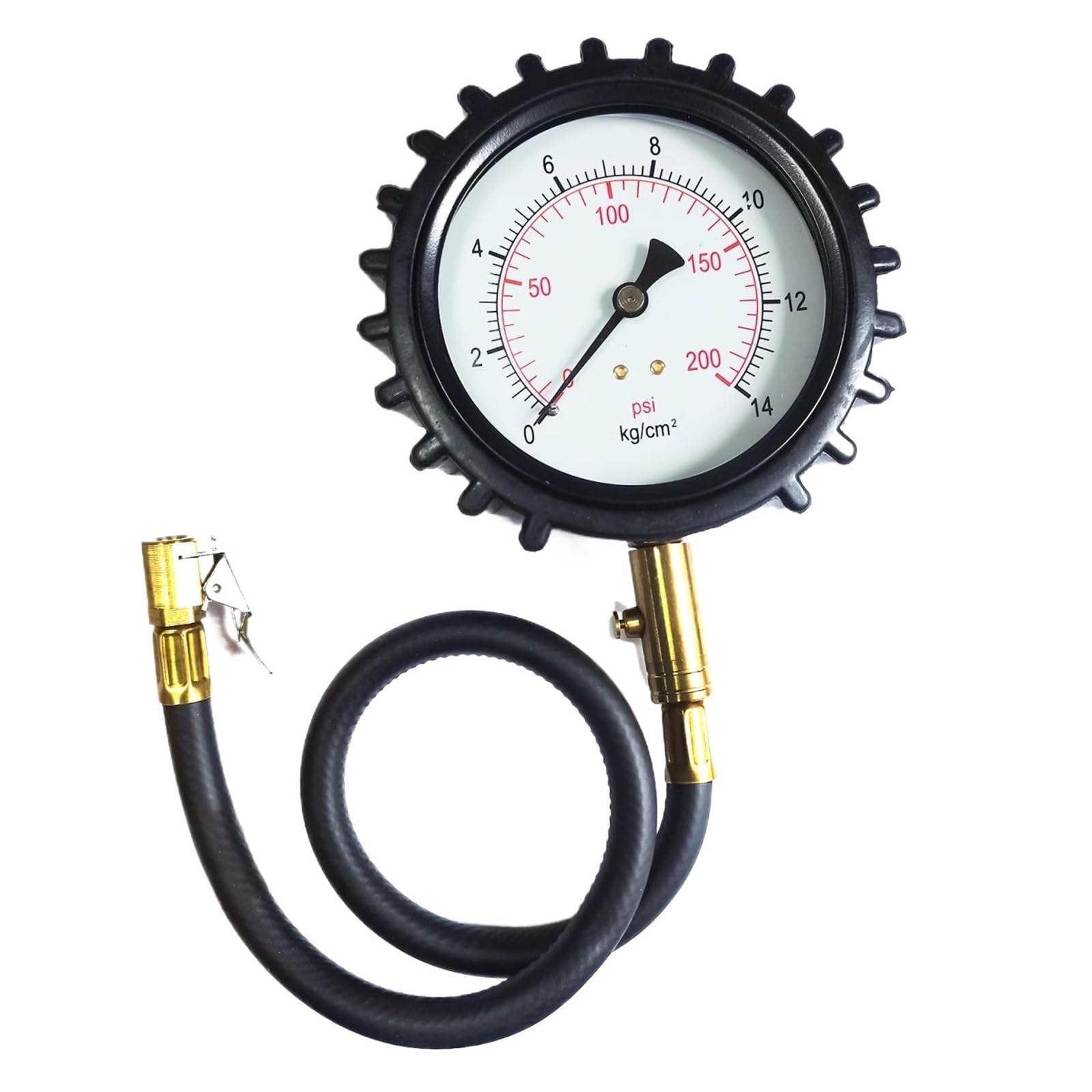 Manometro Analogico Da 4 Pollici 87 PSI 140 PSI 200PSI Manometro Analogico Con Clip Su Misuratore For Pneumatici Da Corsa Con Mandrino Ad Aria(0-200 PSI (14 Bar))