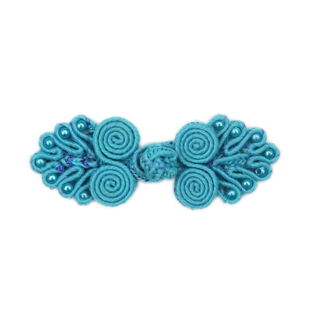 DIY PARK 5 Pair Handmade Solid Beaded Traditional Chinese Frog Closure Knot Button Cheongsam Fastener(Turquoise)