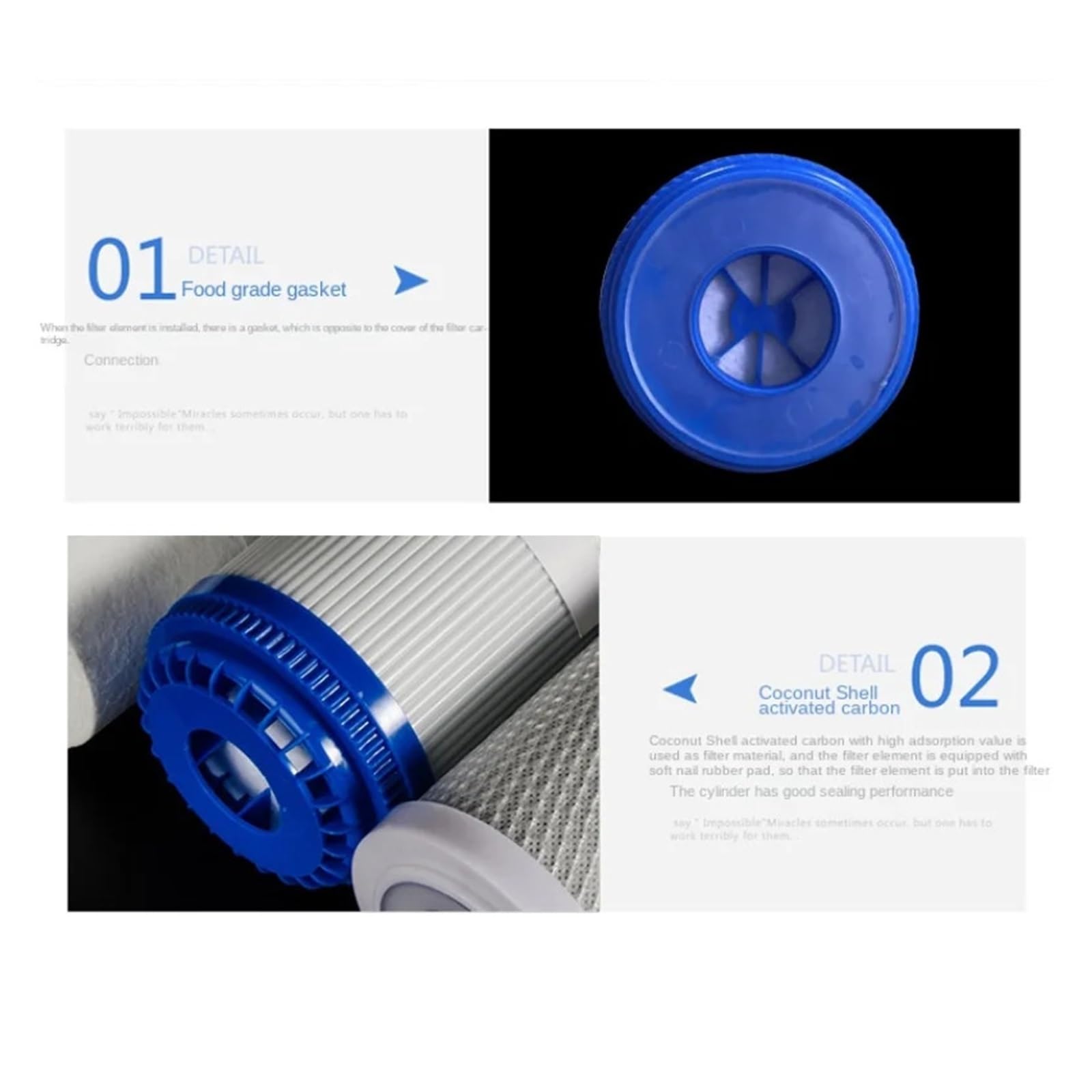 Piezas granulares del purificador del agua del filtro del carbono de la cáscara de coco de 10 pulgadas UDF | Accesorios Filtro de máquina de agua pura(2pcs)