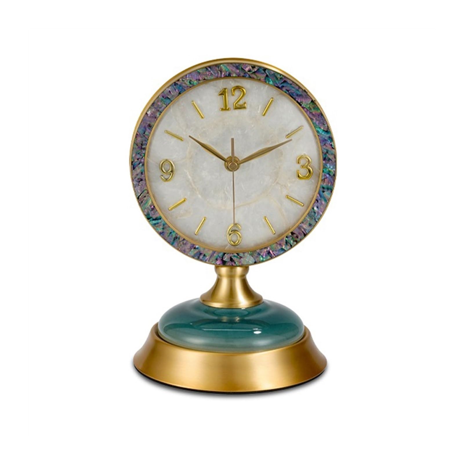 shangguanyun456 Vintage table clock Desk Clock Living Room Household Brass Desktop HD Glass Lens Easy to Read Suitable for Bedroom Kitchen Office