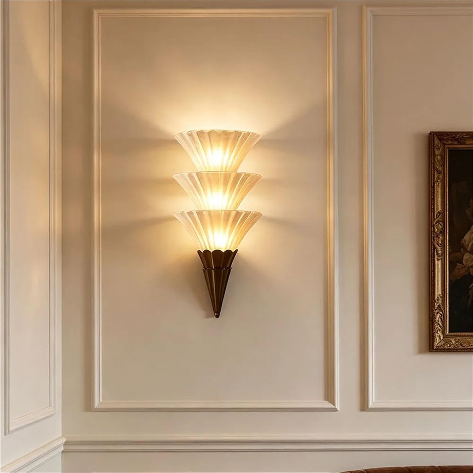 Vintage Art Deco Wall Sconce Vertical Frosted Glass Wall Lamp