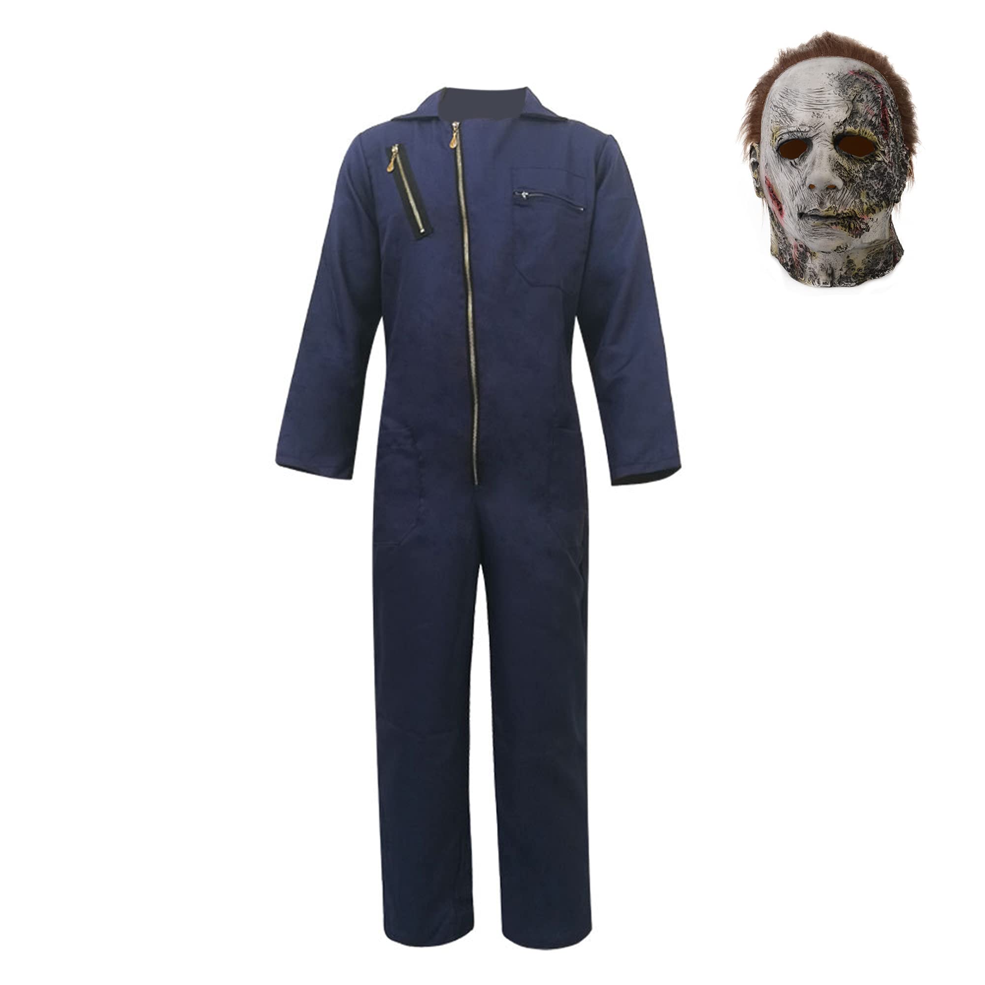 TENZHVXI Michael Myers Cosplay Costume Halloween Kills Michael Myers Mask Jumpsuit Uniform,Horror Killer Outfit for Adult