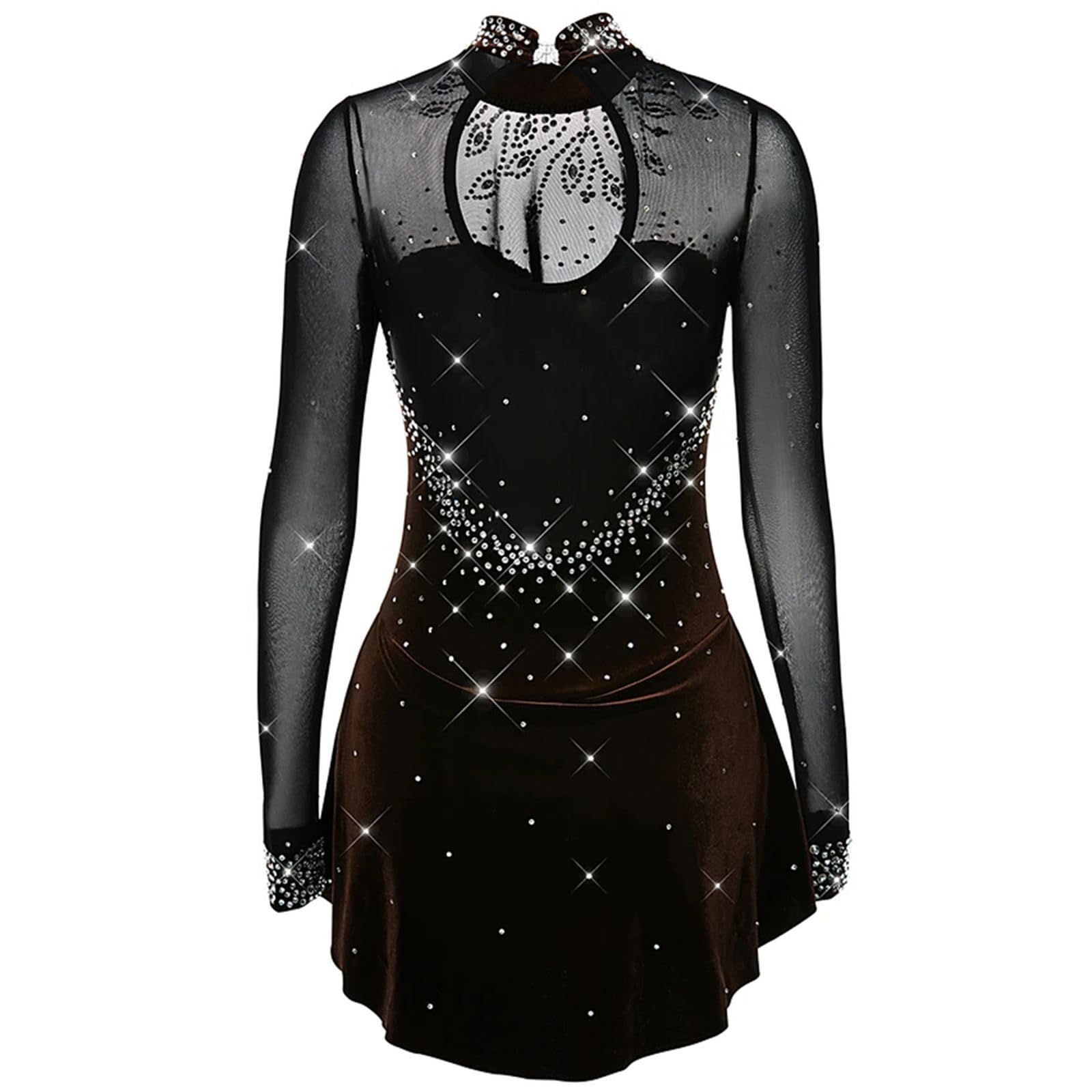 Robe de patinage artistique pour femme avec strass noirs