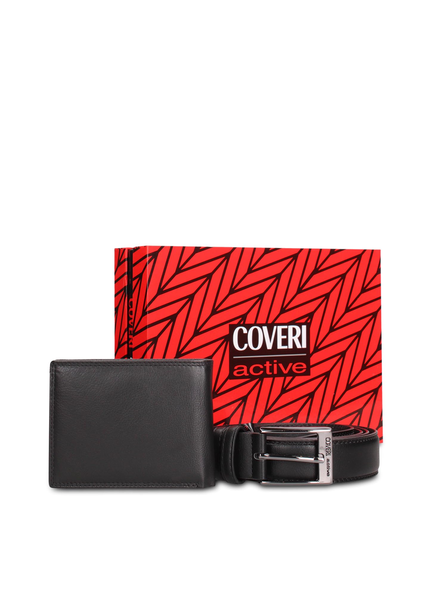 COVERI COLLECTION Set Cartera y Cinturón Piel Auténtica Negro 120-135 Nero 12x9.5x2 cm
