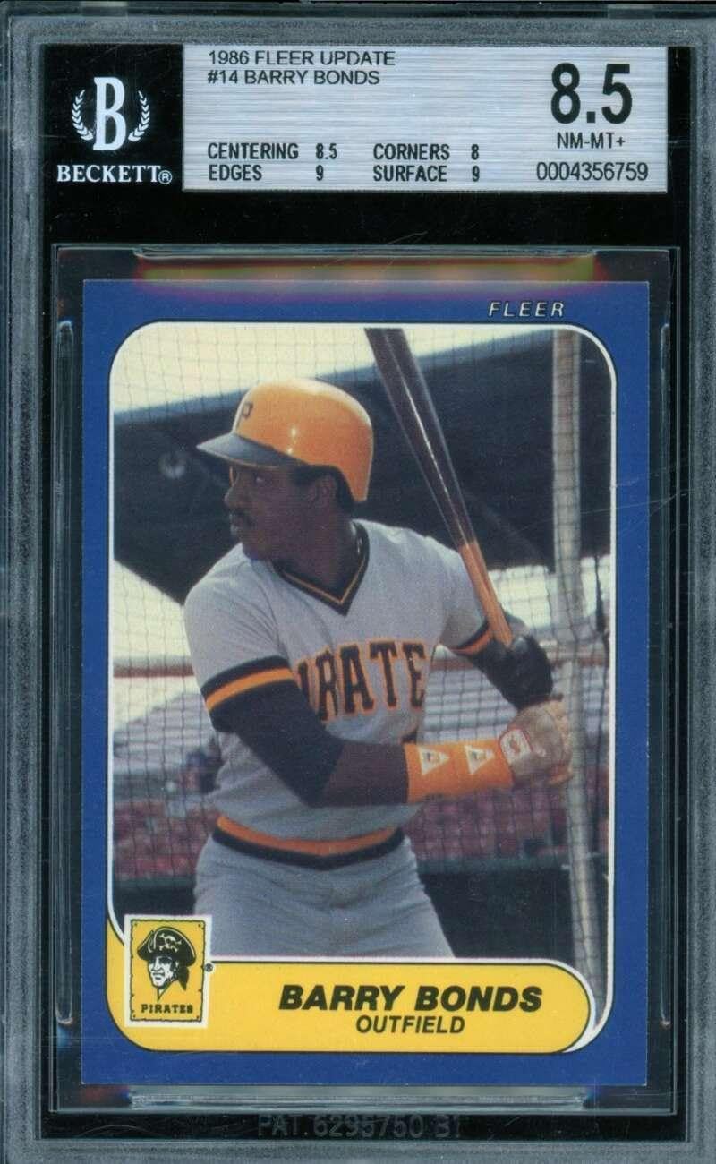 Barry Bonds Rookie Card 1986 Fleer Update #14 BGS 8.5 - Baseball Slabbed Rookie Cards