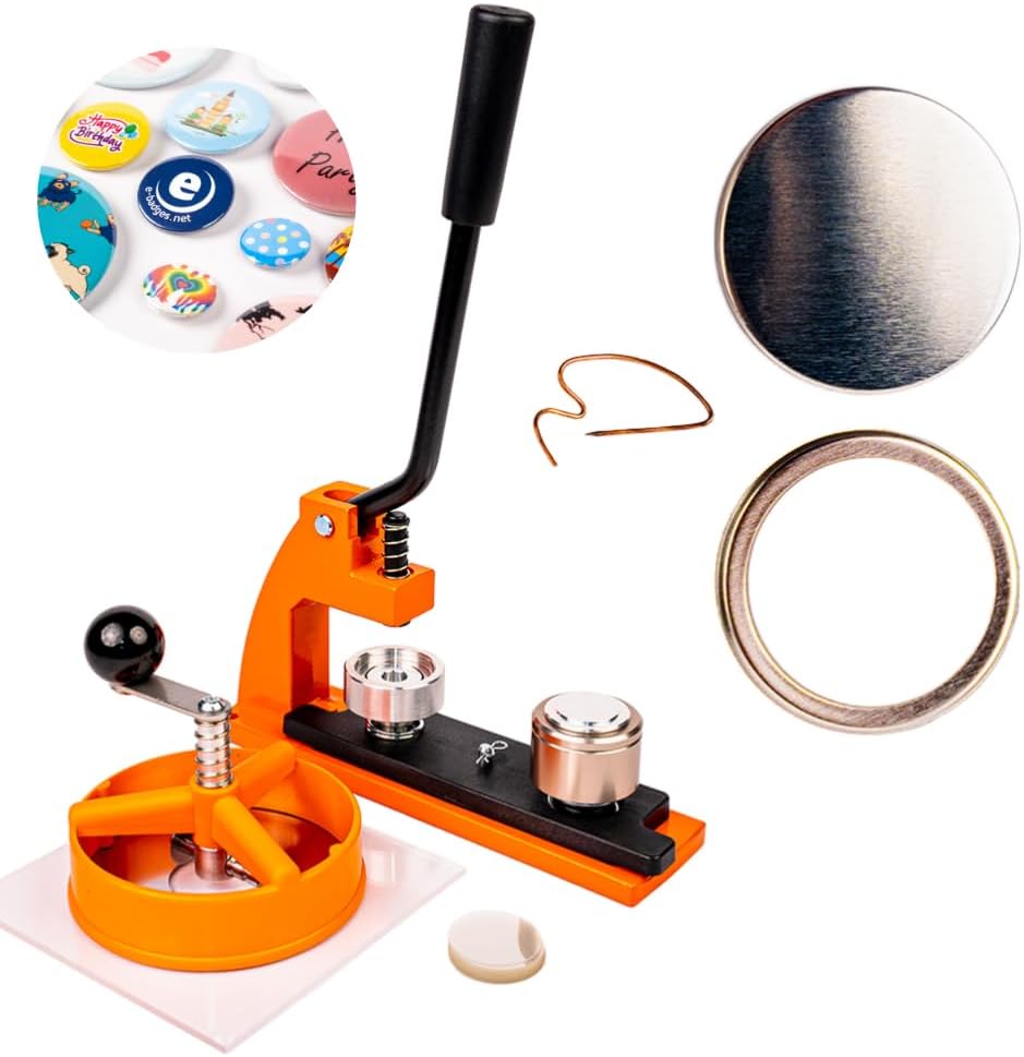 25mm Badge Maker Kit with 250 Badge Button Blanks | Metal Button Press, Badge Machine with Circle Cutter | Interchangeable Dies 25, 38, 45, 77mm | DIY Crafts & Custom Designs