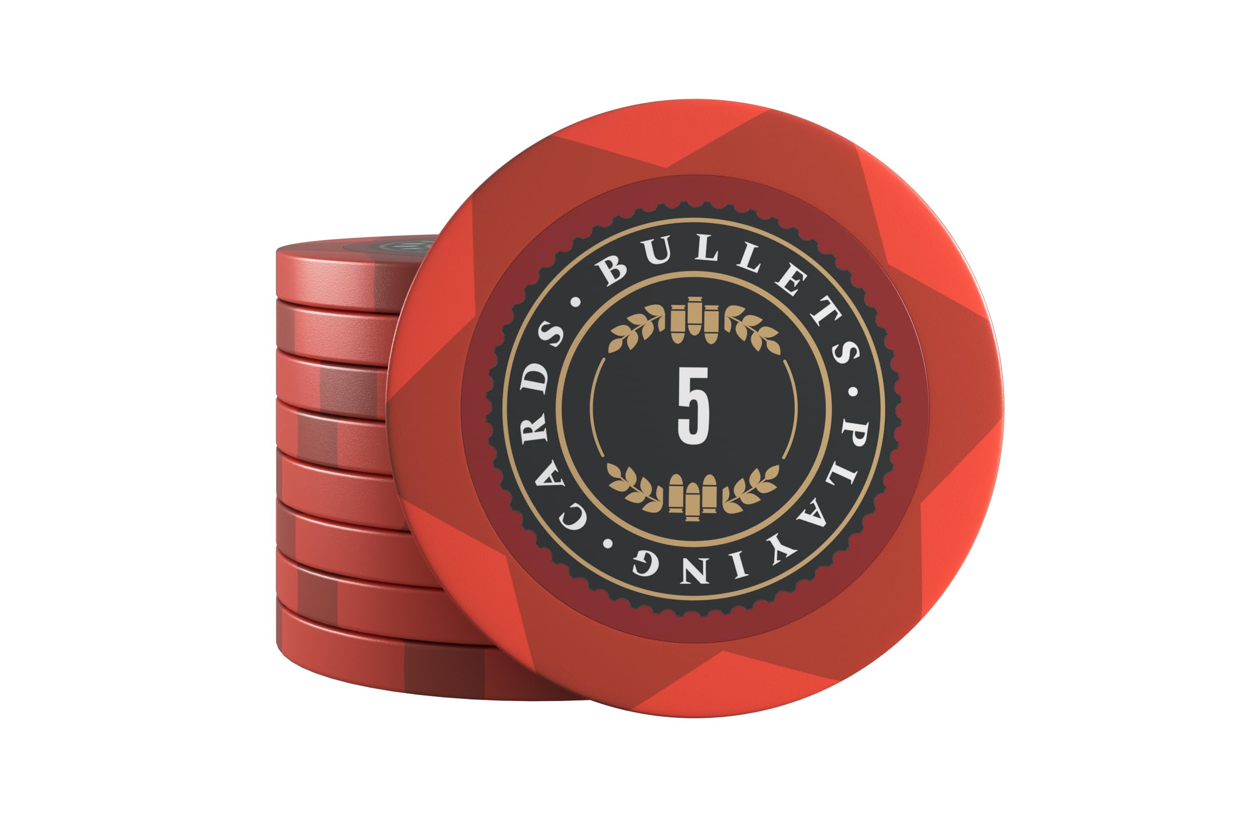 Bullets Playing Cards, 25 x Clay Poker Chips Adriana for Poker Set, Various Values, 4 cm Diameter, Weight 14 g (Pack of 5)