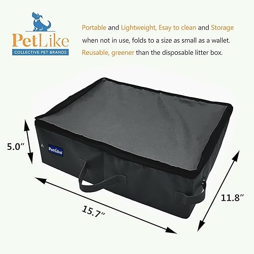 Miniatura 3 de PetLike Caja de arena de viaje para gatos, caja de arena portátil a prueba de fugas, bandeja de inodoro plegable para gatos pequeños y medianos