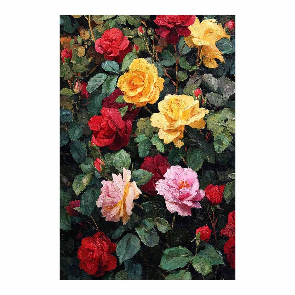 Xeniou Multicolor Flowers Canvas Vibrants Colorful Ros Canvas Wall Art, For Living Room Bedroom Home Wall Decoration(Multicolor)-80X120cm Unframed