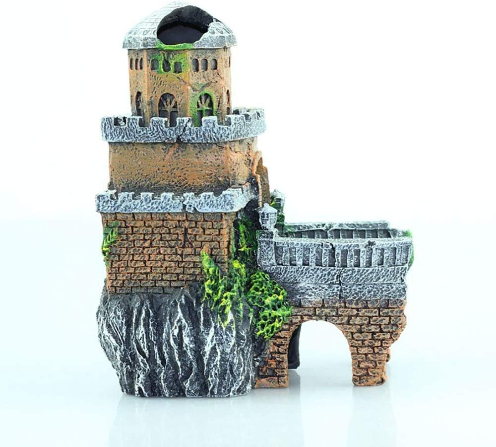 Decorazioni for acquario Ornamento for acquario Decorazione for acquario Ornamento creativo Rovine del castello in resina Paesaggistica Acquario Decorazione for acquario Mobili for acquario (18x12x20