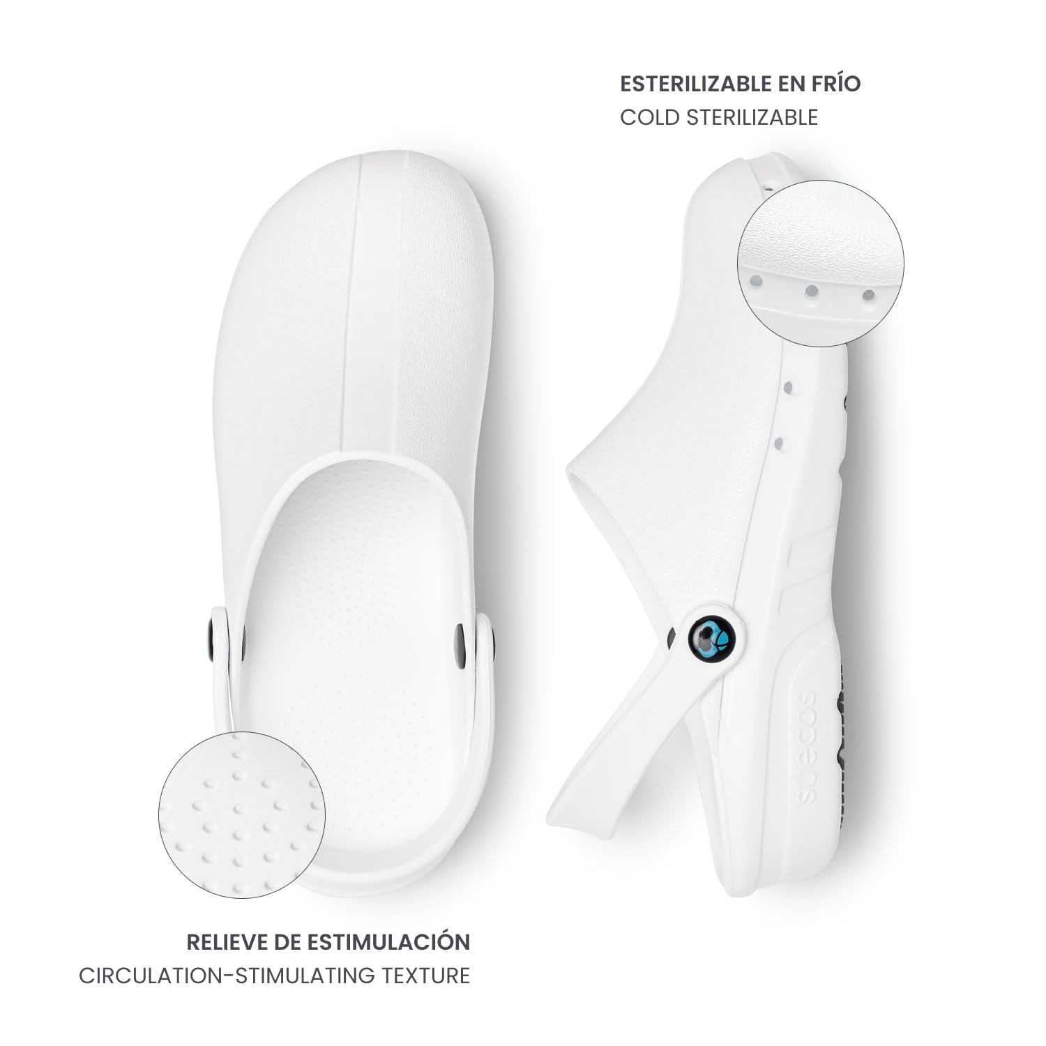 Suecos Oden+ Zuecos Sanitarios Mujer y Hombre, Zuecos Enfermería Antideslizantes, Zuecos de Trabajo Unisex, Calzado Sanitario Ultraligero, Ventilados, Esterilizables