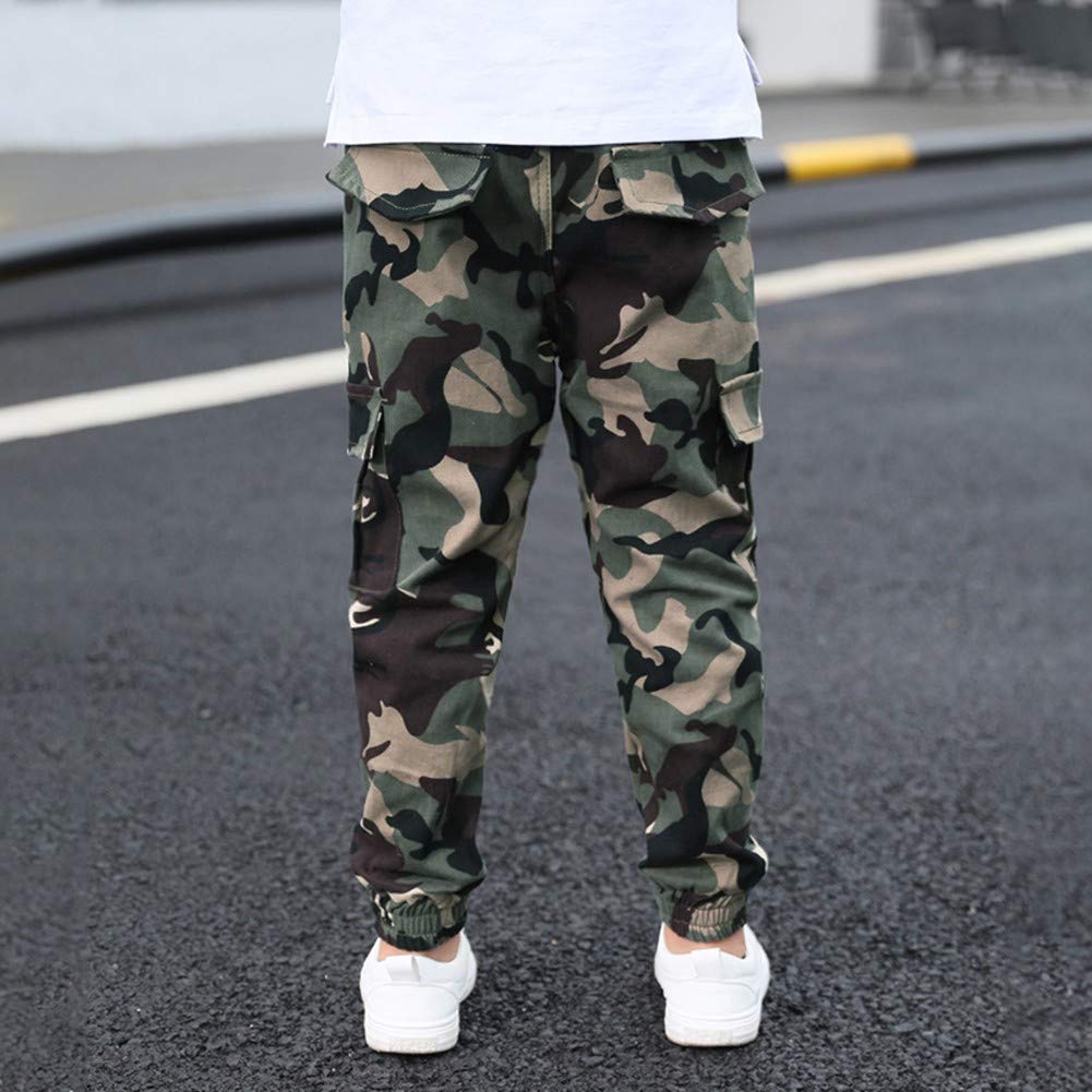 Rolanko Pantalones Cargo para Niños, Pantalones de Uniforme Escolar con Cintura Elástica para Niños de 6 a 14 Años