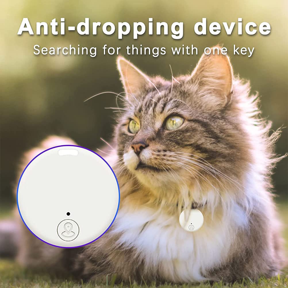 Rastreo GPS portátil Bluetooth 5.0 Rastreo de llave móvil con anillo de tracción, dispositivo inteligente antipérdida Localizador de mascotas para mascotas Gatos Perros Llave de billetera,Blanco